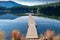 Beautiful green scenery reflecting in the Lost Lake in Whistler, BC Canada