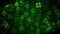 Beautiful Green Three And Four Leaf Clover Bokeh Light With Glitter Dust Background For St Patrick`s Day