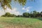 Beautiful green urban park grassy lawn in Irving, Texas, USA