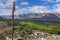 Beautiful green valley landscape view from Thiksey Gompa monastery in Ladakh