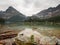 The beautiful green water of Lake O`Hara