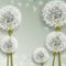 Beautiful grey background with dandelions blowing