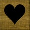 Beautiful grunge jute fabric black heart background