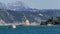 The beautiful Gulf of poets seen from Portovenere with the Torre Scuola island and mountains in the background