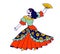 Beautiful Gypsy Girl in Long Dress Dancing with Fan in Hands and Singing Song. Gipsy Culture, National Tradition