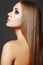 Beautiful hairstyle. Model with straight long hair