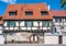 Beautiful half-timbered houses with red tiled roofs in Selestat