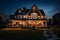 Beautiful Hampton Style Luxury House Home Building with Garden Nature View at Night