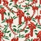 Beautiful Hand drawn Blooming coral tree, Cockspur Coral Tree seamless pattern vector illustration ,Design for fashion , fabric,