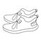 Beautiful hand-drawn fashion vector illustration of a pair of sport sneakers isolated on a white background for coloring