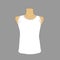 Beautiful hand-drawn fashion vector illustration of a white sleeveless T-shirt for men and women on orange dummy
