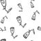 Beautiful hand drawn seamless pattern  fashion squeezed tube icon. Hand drawn black sketch. Sign / symbol / doodle. Isolated on