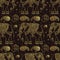 Beautiful hand-drawn tribal style elephant. Seamless pattern design, ornaments. Ethnic background, spiritual art, yoga. Indian go