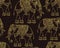 Beautiful hand-drawn tribal style elephant. Seamless pattern design, ornaments. Ethnic background, spiritual art, yoga. Indian go