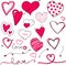 Beautiful hand drawn valentine`s day hearts vector