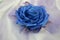 Beautiful hand made silk flower. Vintage retro style decoration. Fashionable female corsage brooch and barrette. Classic Blue