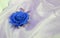 Beautiful hand made silk flower. Vintage retro style decoration. Fashionable female corsage brooch and barrette. Classic Blue