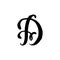 Beautiful hand written capital letter D with curls on white background