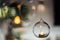 Beautiful hanging glass balls for candles, close-up. Modern wedding decor tendencies. Minimalism.