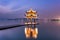 Beautiful hangzhou twilight time and ancient pavilion