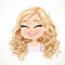 Beautiful happy cartoon blond girl with magnificent curly hair portrait