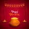 Beautiful happy dhanteras festival card with diya decoration