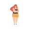 Beautiful Happy Plump Woman, Body Positive, Self Acceptance and Beauty Diversity Concept Vector Illustration