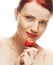 beautiful happy smiling woman with strawberry