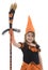 Beautiful Happy Witch Girl With Broom