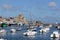 Beautiful harbour in Barfleur, with lots of fishing boats in summer