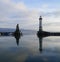 beautiful harbour of Lindau island on lake Constance in Germany on fine winter evening