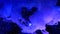 Beautiful heart in blue and purple smoke on a dark blue background