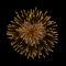 Beautiful heart-firework. Gold romantic firework, isolated on black background. Light love decoration salute for