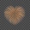 Beautiful heart-firework. Gold romantic firework transparent background. Light love decoration salute for