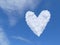 Beautiful heart-shaped cloud in a nice blue sky photo montage