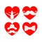 Beautiful hearts for cards with a beard, mustaches, hats and sunglasses. Father`s Day.