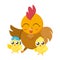 Beautiful hen with littl chicks easter characters