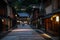 The beautiful Higashi Chaya District at dusk, Kanazawa, Chubu prefecture, Japan