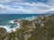 Beautiful high angle aerial drone view of Rocky Cape Lighthouse, part of Rocky Cape National Park, Tasmania