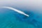 Beautiful high angle shot of a ship engine trail in the ocean