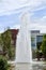 Beautiful and high fountain in the European city of Baden-Baden Augustaplatz