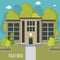 Beautiful high school facade. Educate theme collection