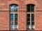 Beautiful high Windows in an old brick building