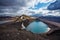 Beautiful highland iceland blue volcano lake