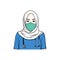 Beautiful Hijab Nurse Wearing Healty Mask Illustration, Vector Design