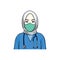 Beautiful Hijab Nurse Wearing Surgical Mask with Stethoscope, Healthy Mask Illustration, Vector Design