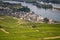 Beautiful hillside vineyards along the Rhine River near ruedesheim and the niederwald monument