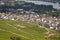 Beautiful hillside vineyards along the Rhine River near ruedesheim and the niederwald monument