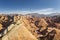 Beautiful hilly landscape and winding road in zhangye