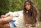 Beautiful hippie girl in the park